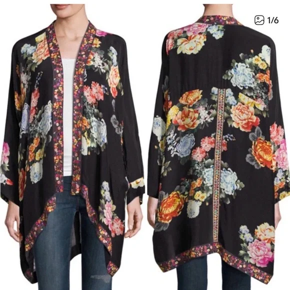 Johnny Was Gorgeous Black Floral Kimono - Picture 2 of 10